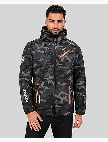 Casaco softshell com capuz royaute camo – geographical norway