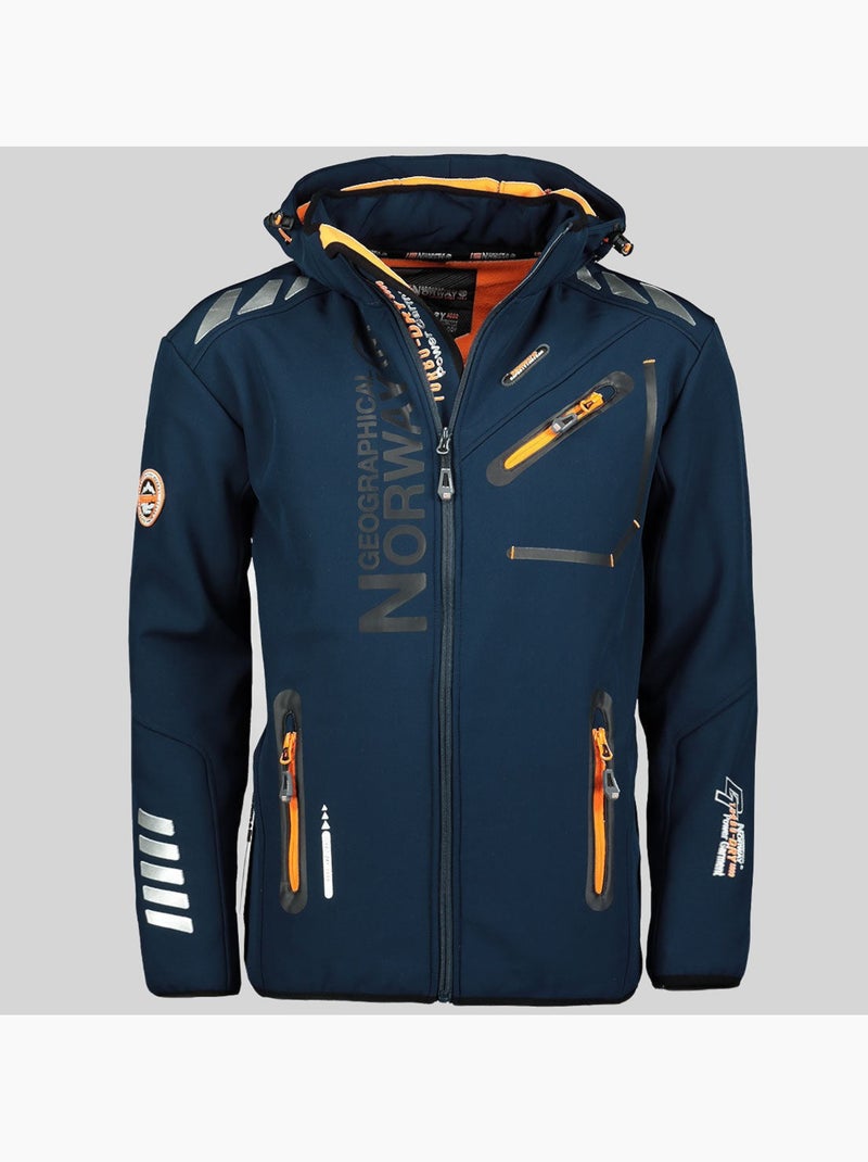 Casaco softshell com capuz royaute – geographical norway Azul-marinho/Laranja fluorescente - Kiabi