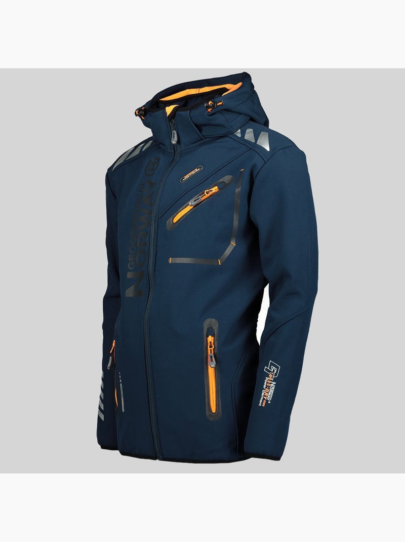 Casaco softshell com capuz royaute – geographical norway Azul-marinho/Laranja fluorescente - Kiabi