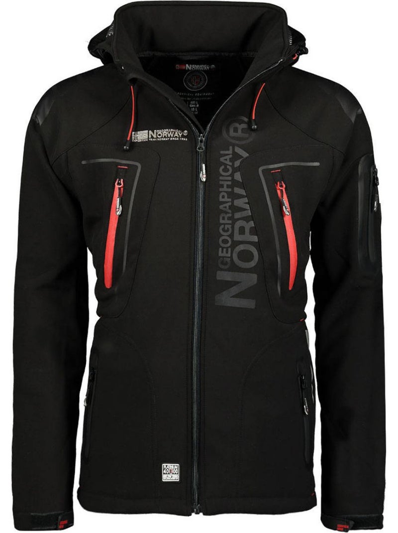 Casaco softshell com capuz techno dark – geographical norway Preto Vermelho - Kiabi