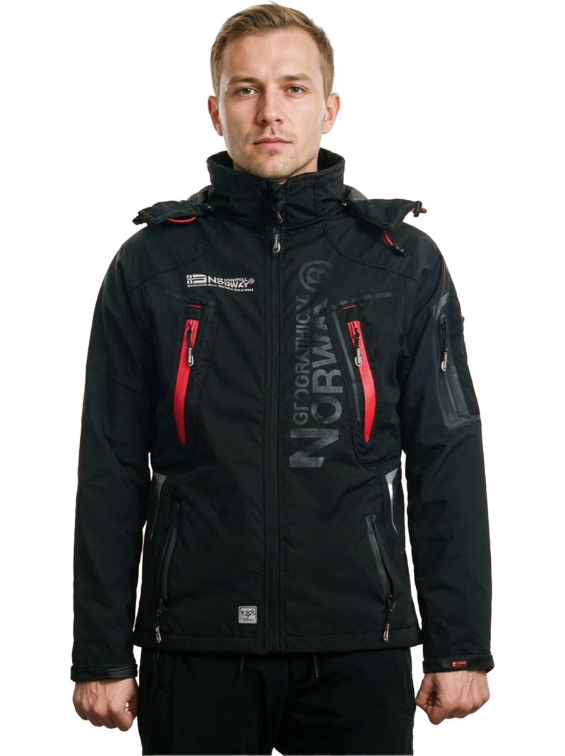 Casaco softshell com capuz techno dark – geographical norway Preto Vermelho - Kiabi