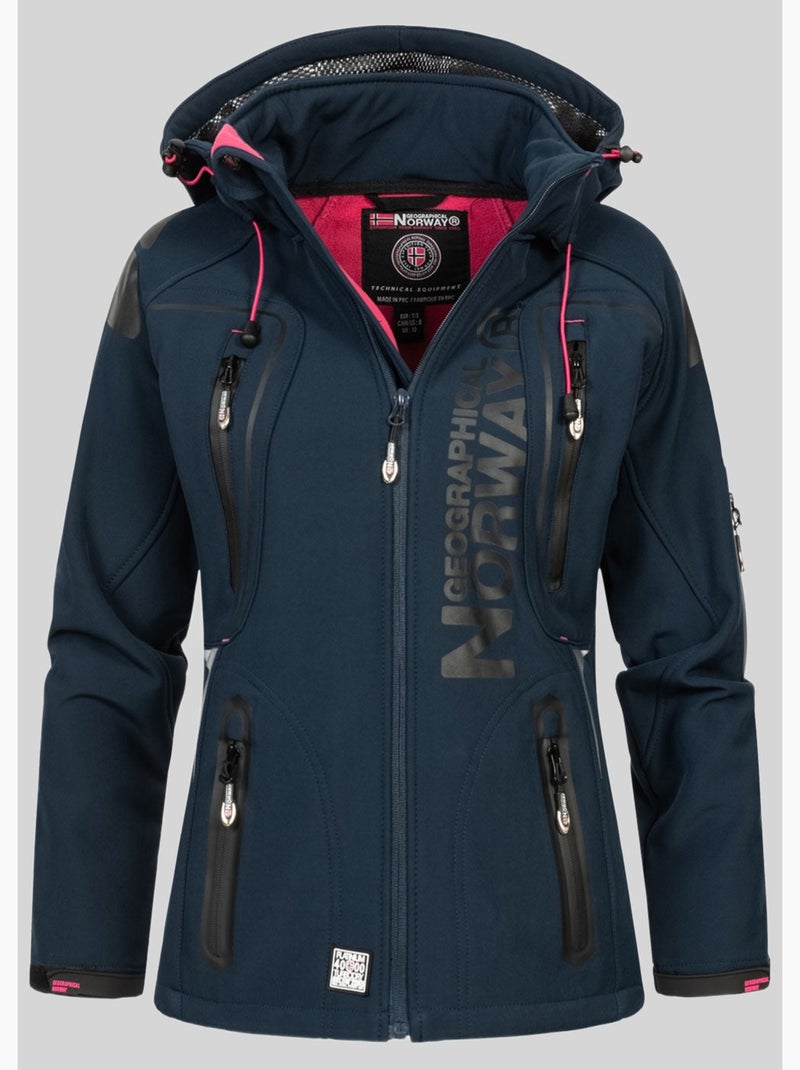 Casaco softshell com capuz tislande mulher – geographical norway Azul Rosa - Kiabi