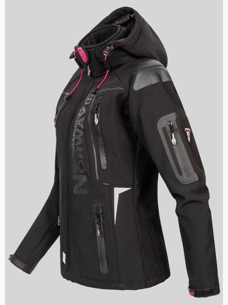 Casaco softshell com capuz tislande mulher – geographical norway Preto Rosa - Kiabi
