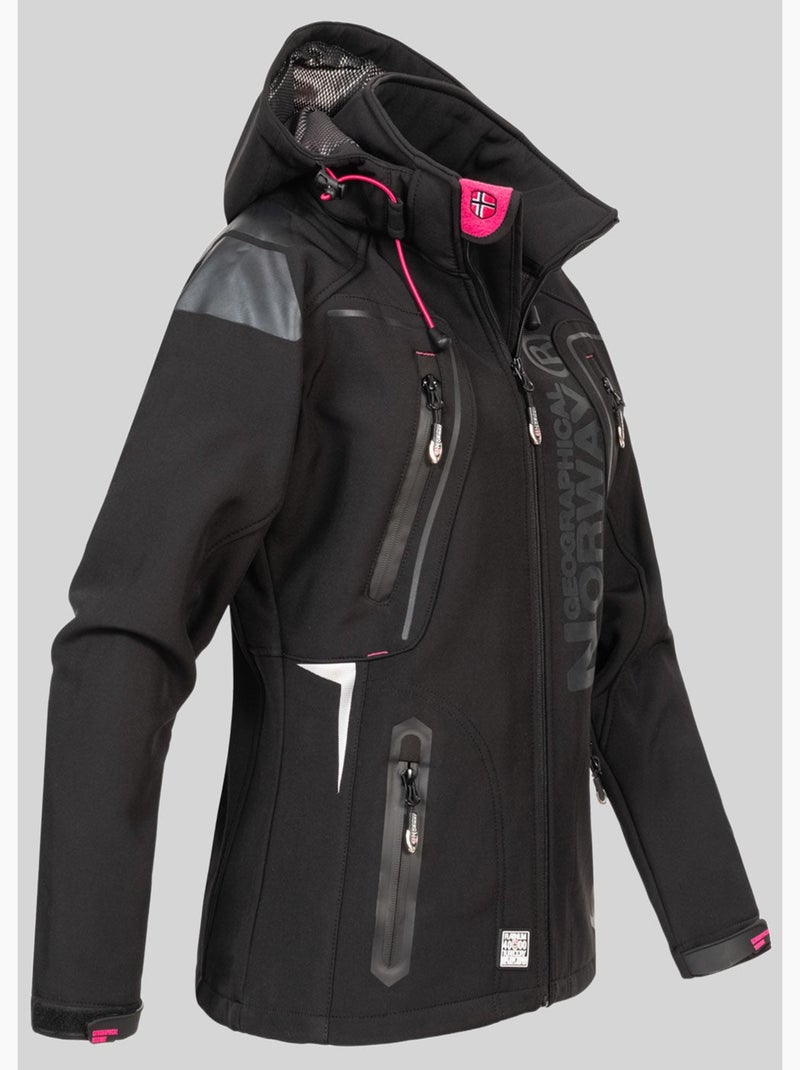 Casaco softshell com capuz tislande mulher – geographical norway Preto Rosa - Kiabi
