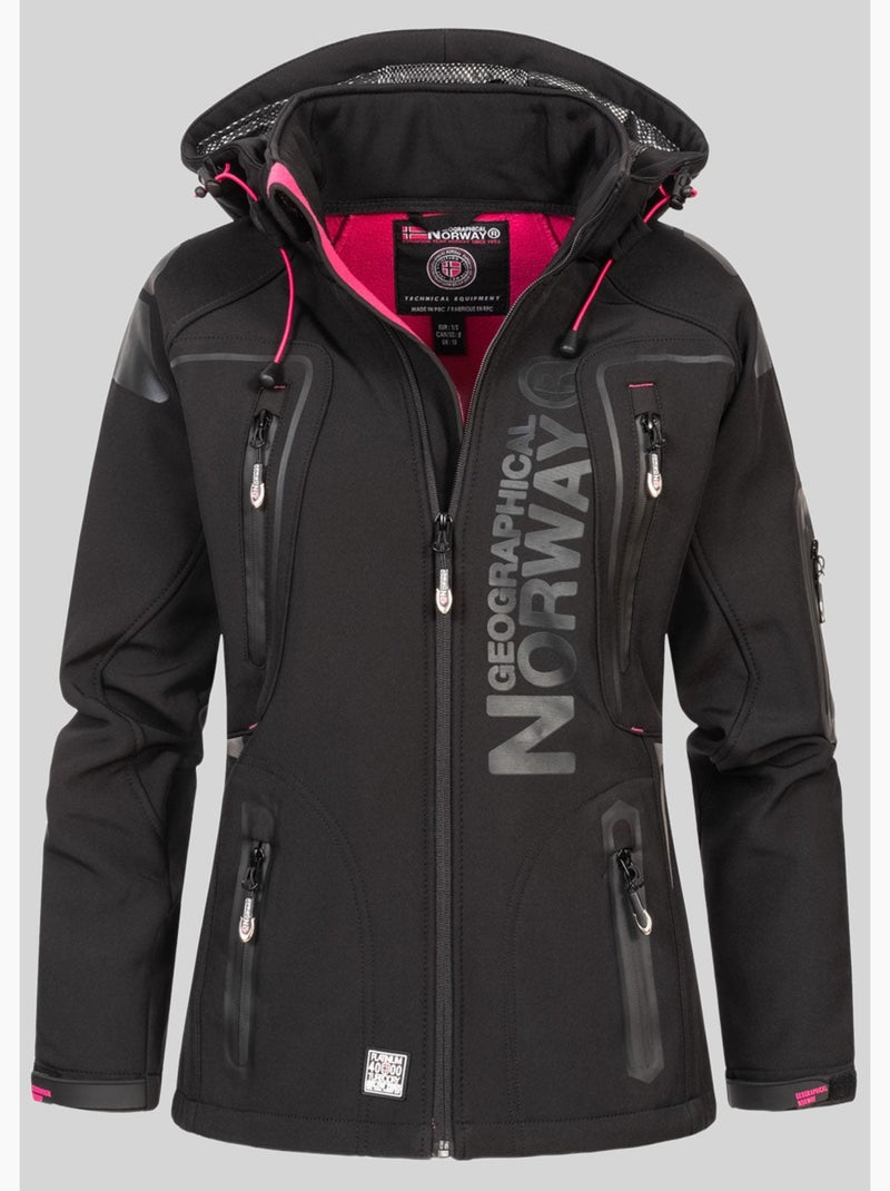 Casaco softshell com capuz tislande mulher – geographical norway Preto Rosa - Kiabi
