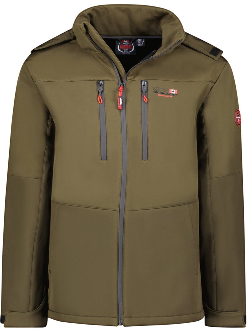 Casaco softshell corta-vento com capuz amovível timmexeak – canadian peak Preto Cáqui - Kiabi