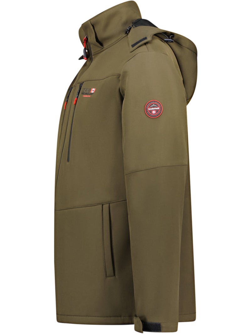 Casaco softshell corta-vento com capuz amovível timmexeak – canadian peak Preto Cáqui - Kiabi