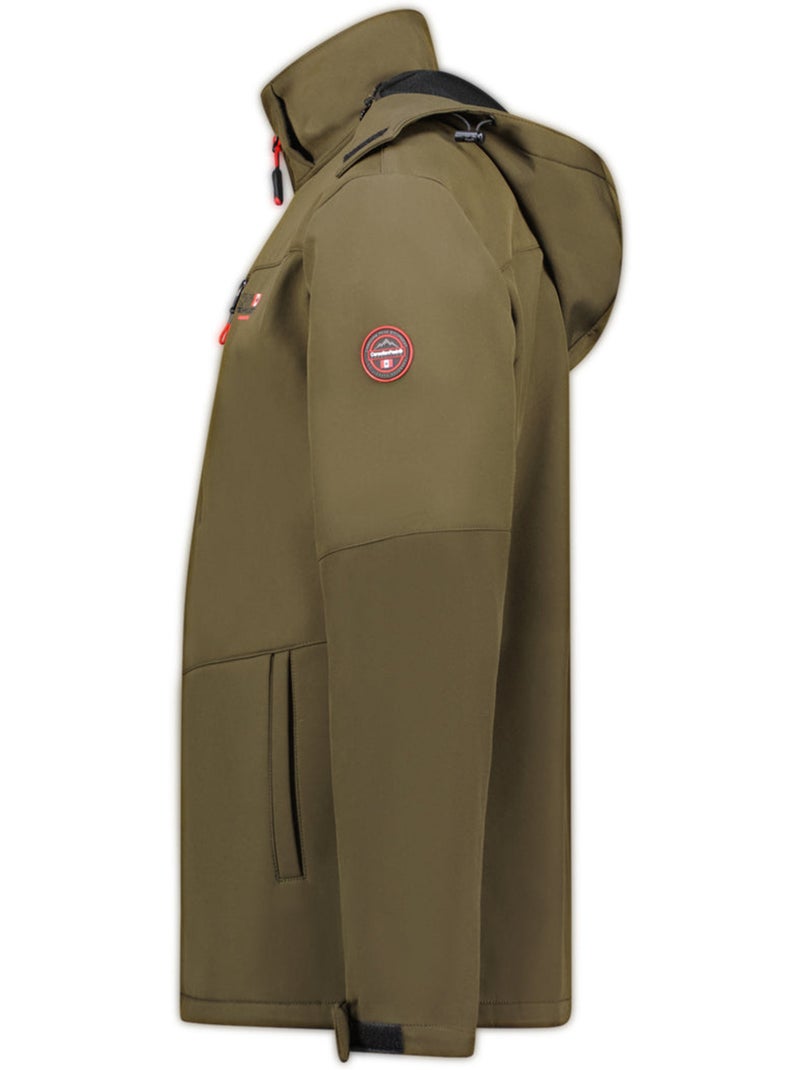 Casaco softshell corta-vento com capuz amovível timmexeak – canadian peak Preto Cáqui - Kiabi