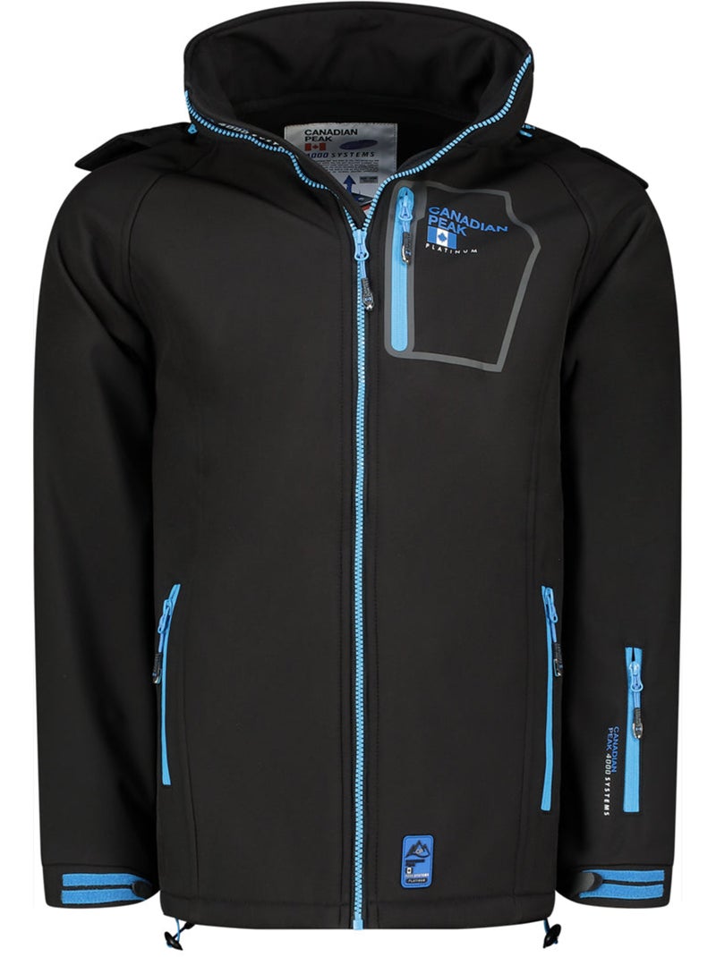 Casaco softshell corta-vento com capuz riziereak – canadian peak Preto - Kiabi