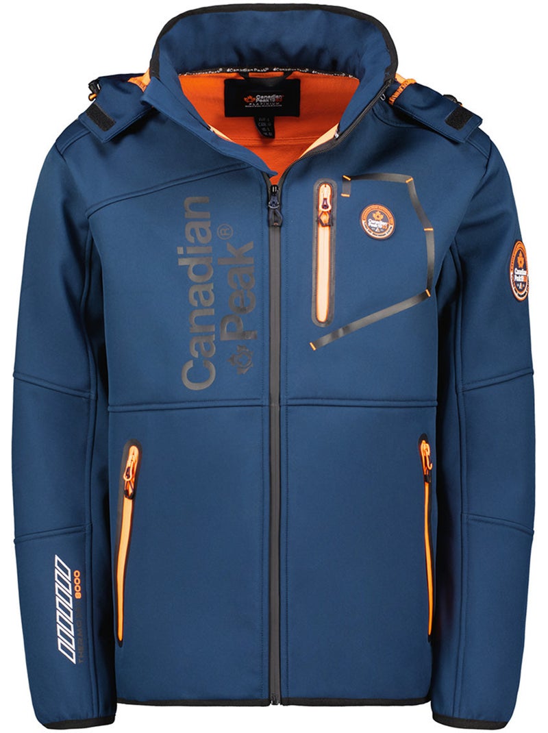 Casaco softshell corta-vento com capuz royauteak – canadian peak Azul Laranja - Kiabi