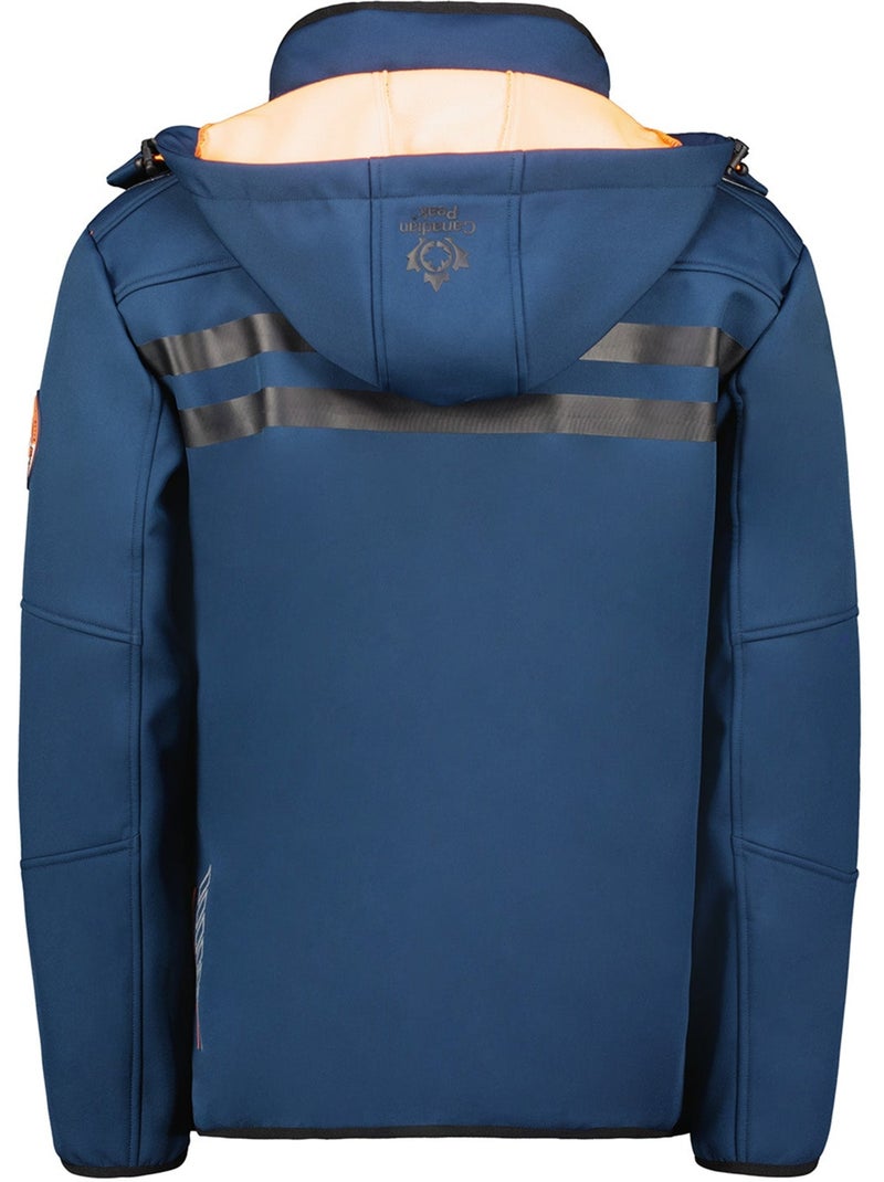 Casaco softshell corta-vento com capuz royauteak – canadian peak Azul Laranja - Kiabi