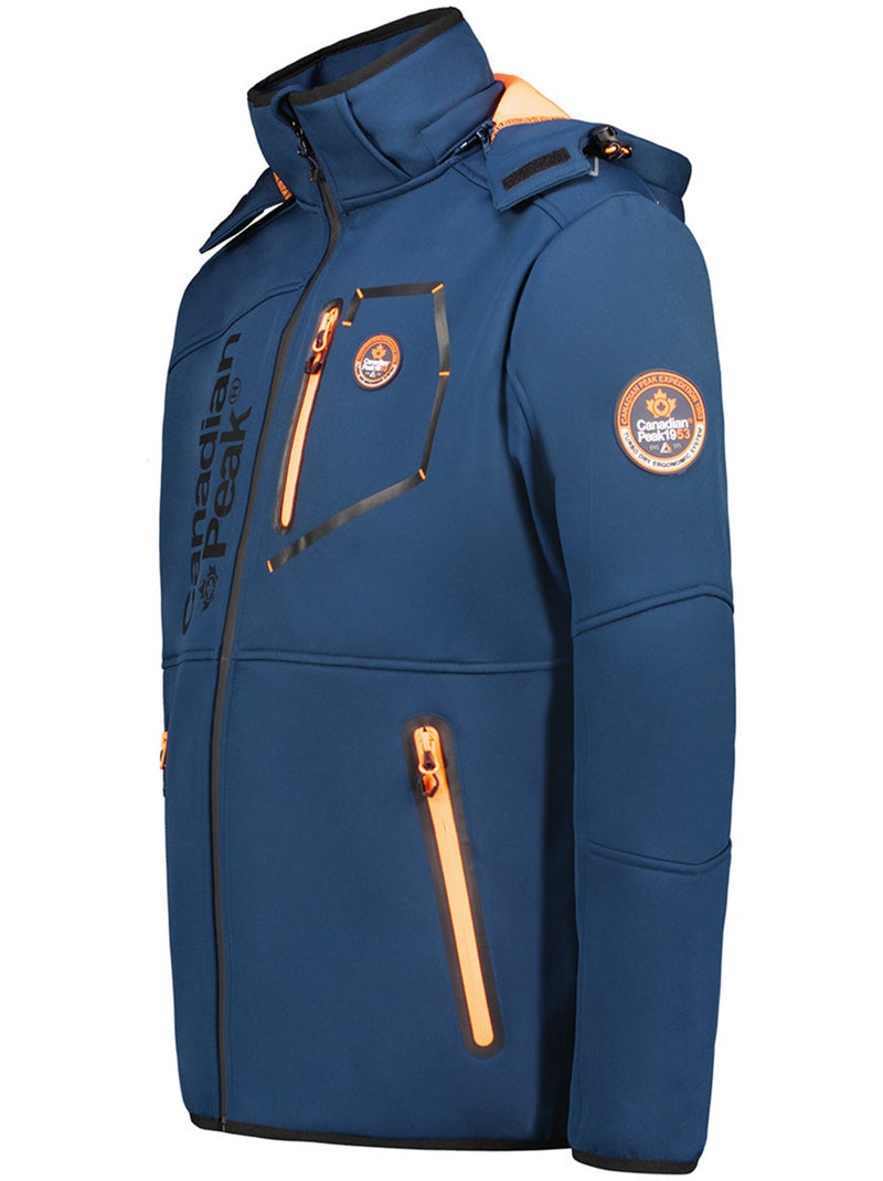 Casaco softshell corta-vento com capuz royauteak – canadian peak Azul Laranja - Kiabi