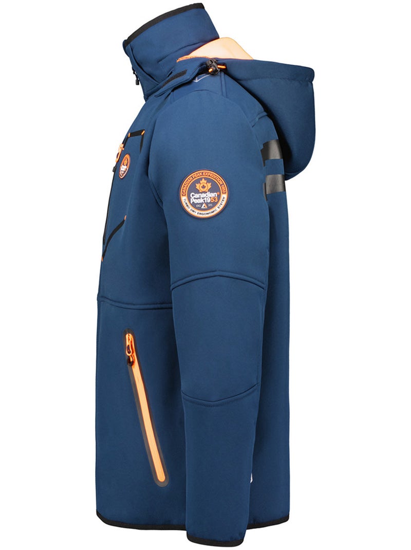 Casaco softshell corta-vento com capuz royauteak – canadian peak Azul Laranja - Kiabi