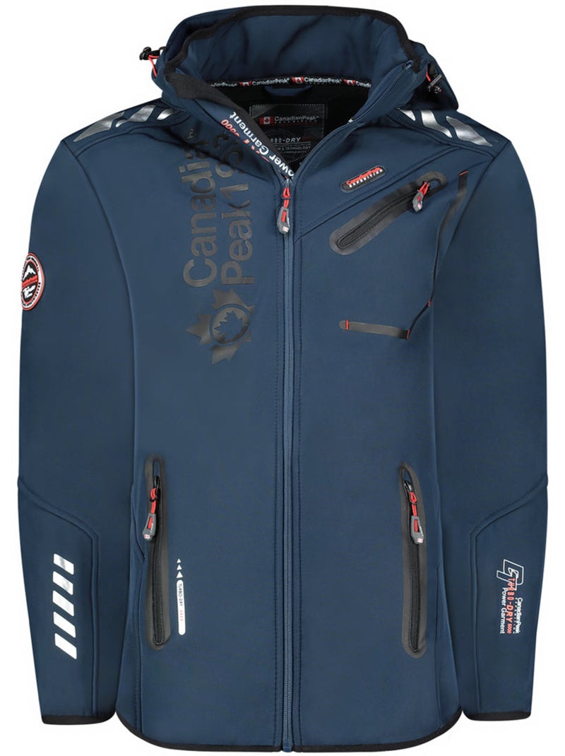 Casaco softshell corta-vento com capuz royauteak – canadian peak Azul-Preto - Kiabi