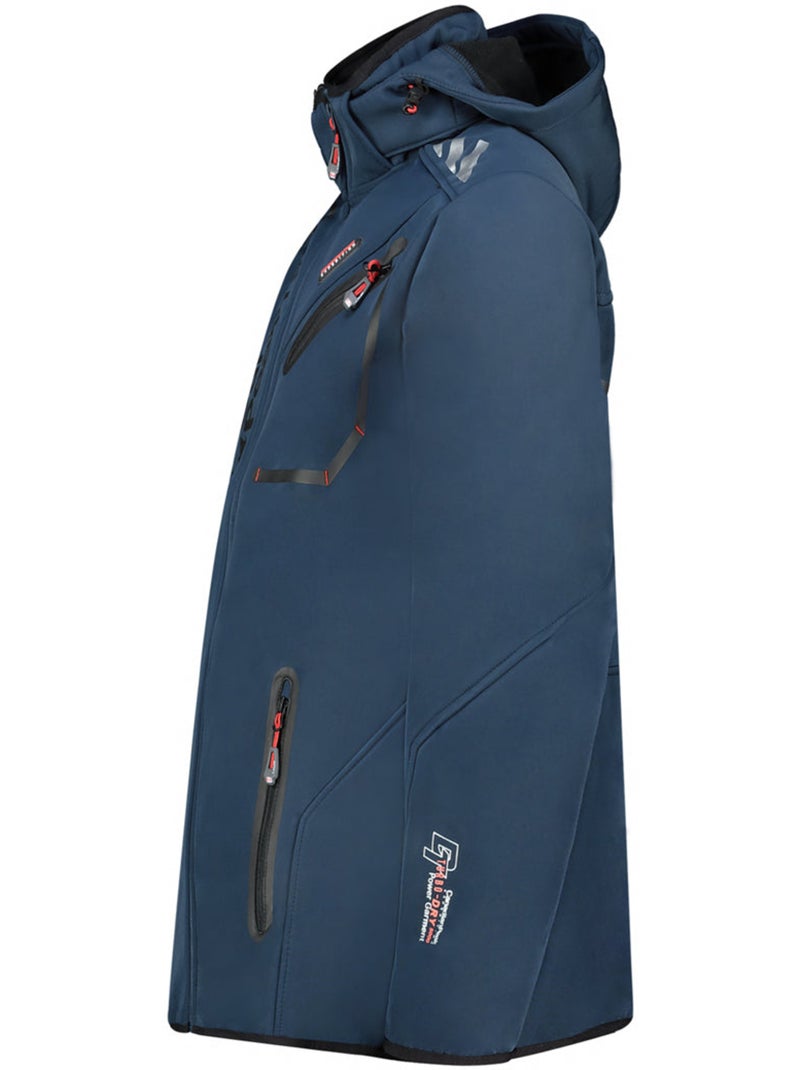 Casaco softshell corta-vento com capuz royauteak – canadian peak Azul-Preto - Kiabi