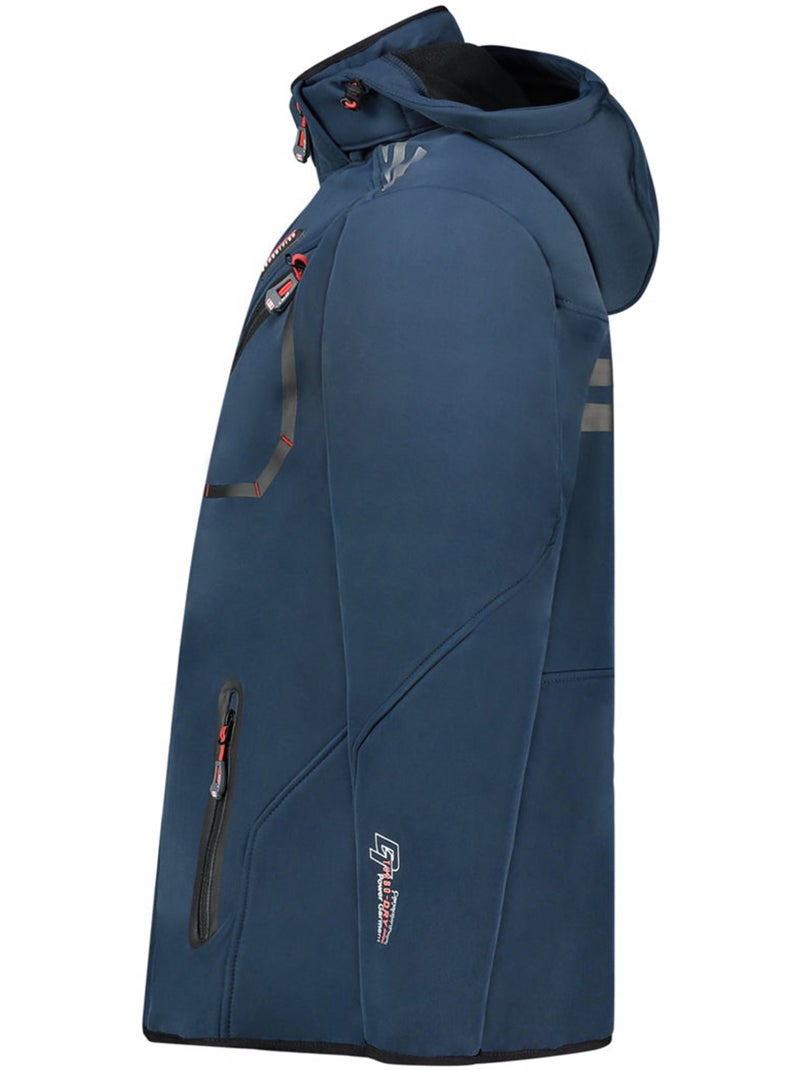 Casaco softshell corta-vento com capuz royauteak – canadian peak Azul-Preto - Kiabi