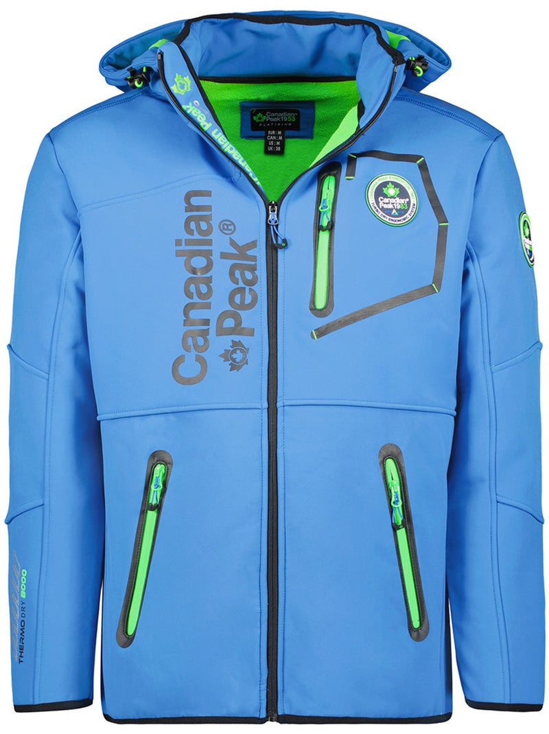 Casaco softshell corta-vento com capuz royauteak – canadian peak Azul Verde - Kiabi