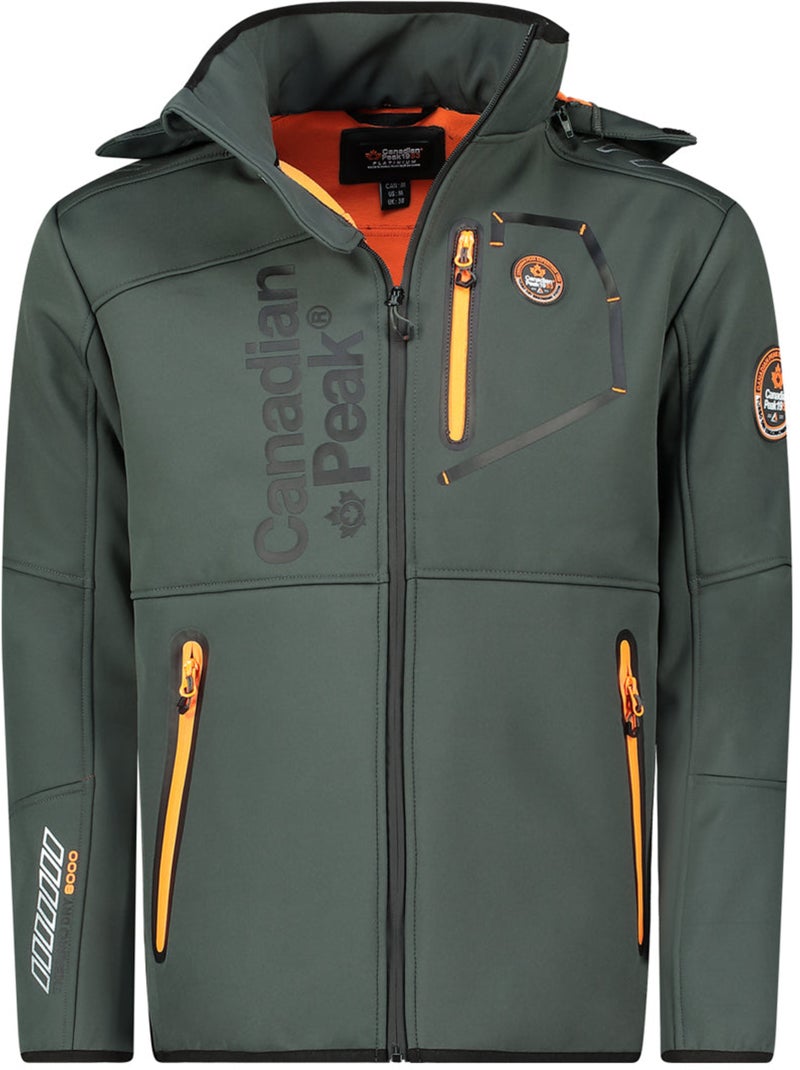 Casaco softshell corta-vento com capuz royauteak – canadian peak Cinza-laranja - Kiabi
