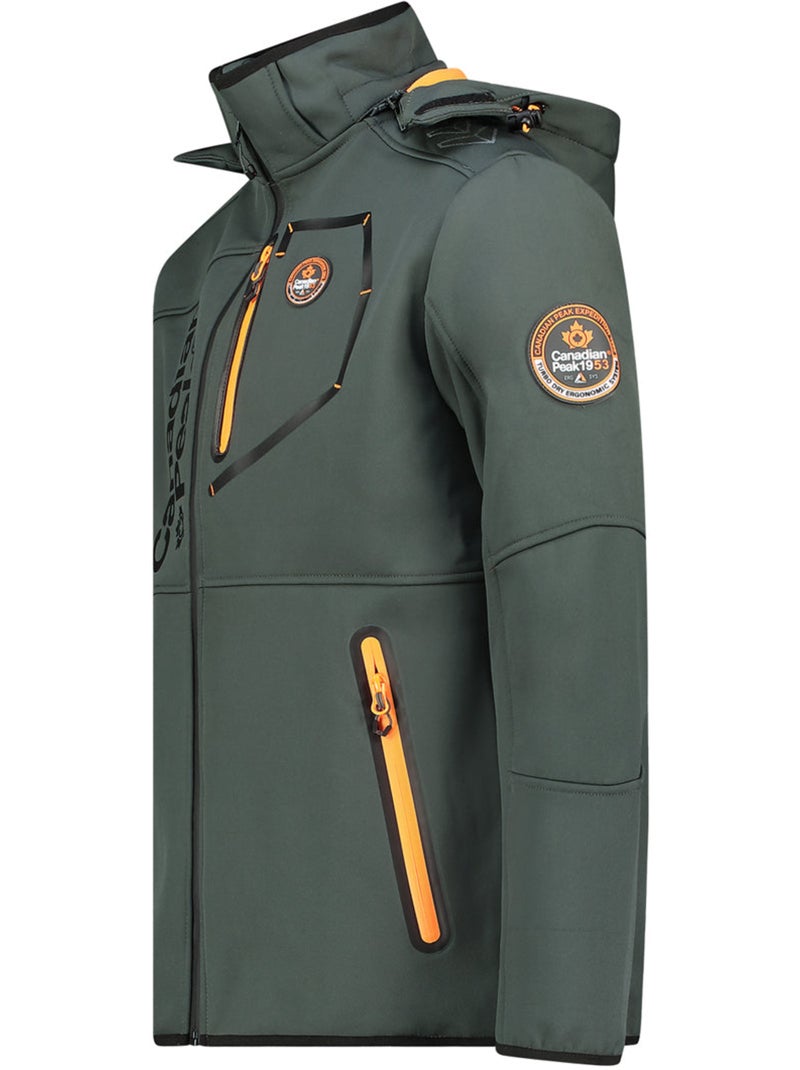 Casaco softshell corta-vento com capuz royauteak – canadian peak Cinza-laranja - Kiabi