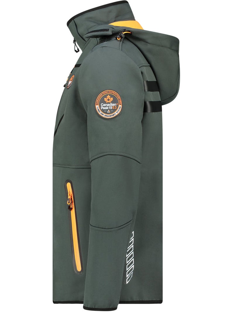 Casaco softshell corta-vento com capuz royauteak – canadian peak Cinza-laranja - Kiabi