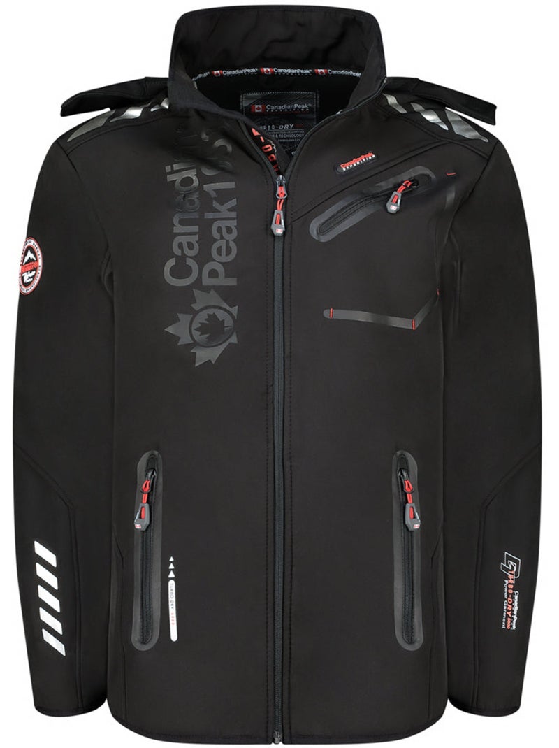 Casaco softshell corta-vento com capuz royauteak – canadian peak Preto - Kiabi