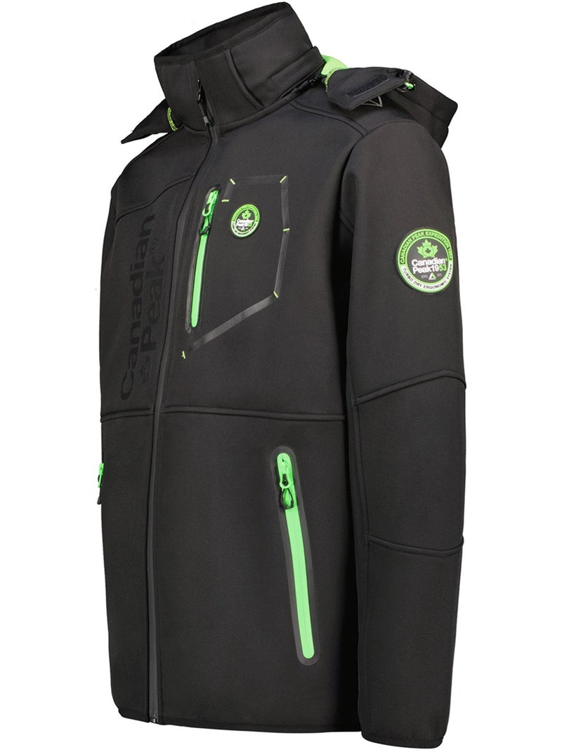 Casaco softshell corta-vento com capuz royauteak – canadian peak Preto Verde - Kiabi