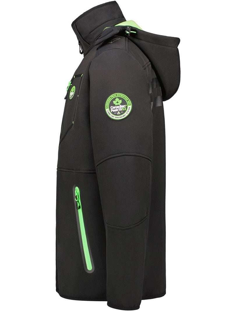 Casaco softshell corta-vento com capuz royauteak – canadian peak Preto Verde - Kiabi
