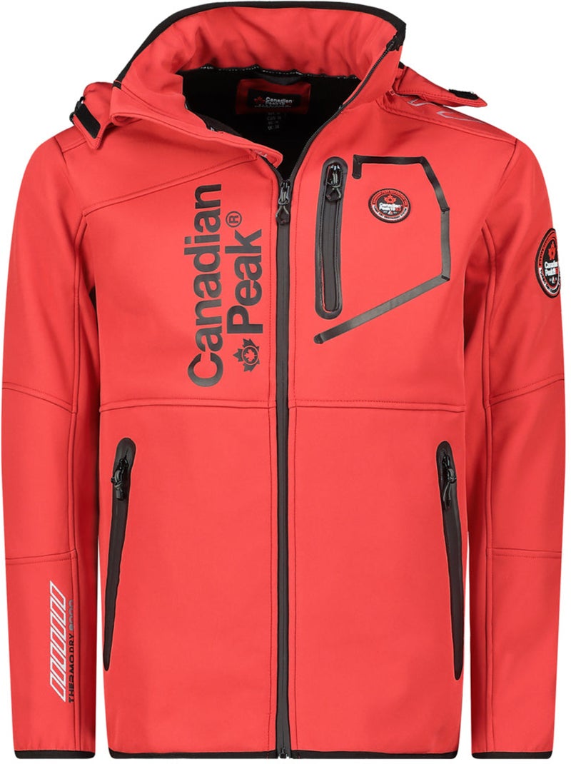 Casaco softshell corta-vento com capuz royauteak – canadian peak Preto Vermelho - Kiabi