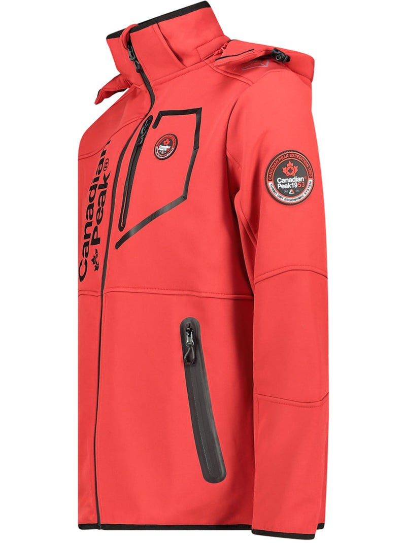 Casaco softshell corta-vento com capuz royauteak – canadian peak Preto Vermelho - Kiabi