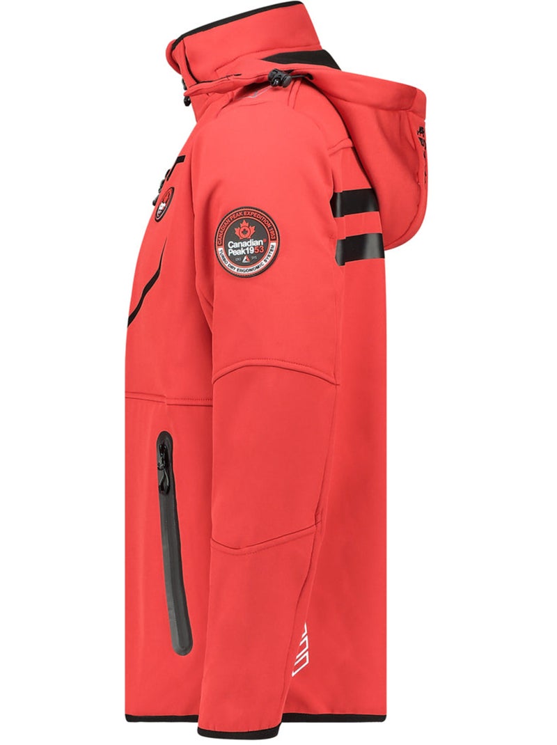 Casaco softshell corta-vento com capuz royauteak – canadian peak Preto Vermelho - Kiabi