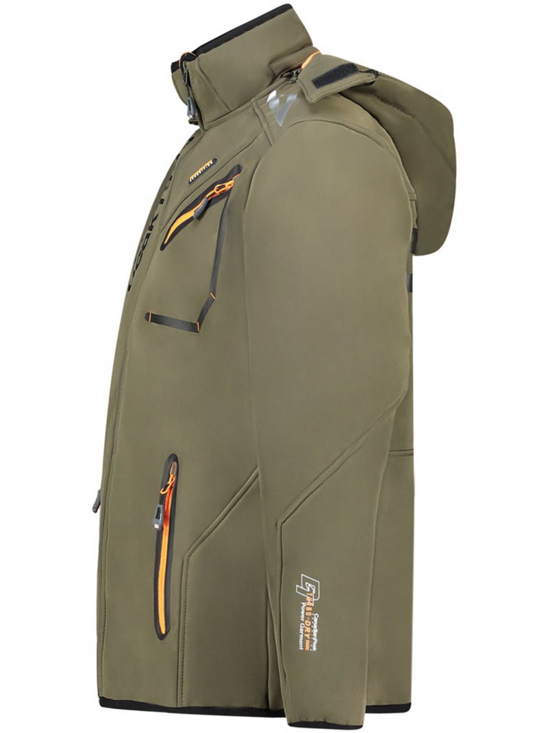 Casaco softshell corta-vento com capuz royauteak – canadian peak Verde/Laranja - Kiabi