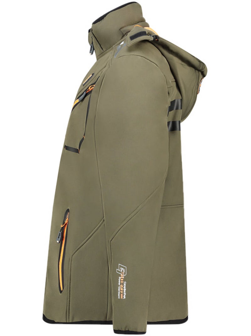 Casaco softshell corta-vento com capuz royauteak – canadian peak Verde/Laranja - Kiabi