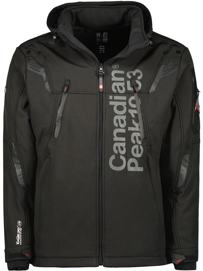 Casaco softshell corta-vento com capuz talenteak – canadian peak Preto - Kiabi