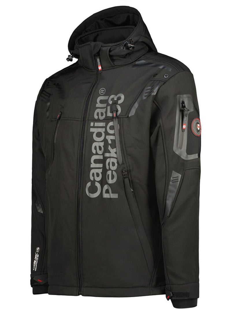 Casaco softshell corta-vento com capuz talenteak – canadian peak Preto - Kiabi