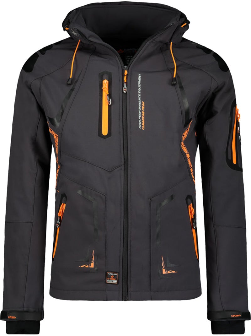 Casaco softshell impermeável com capuz amovível tourmaline – canadian peak Cinza escuro - Kiabi