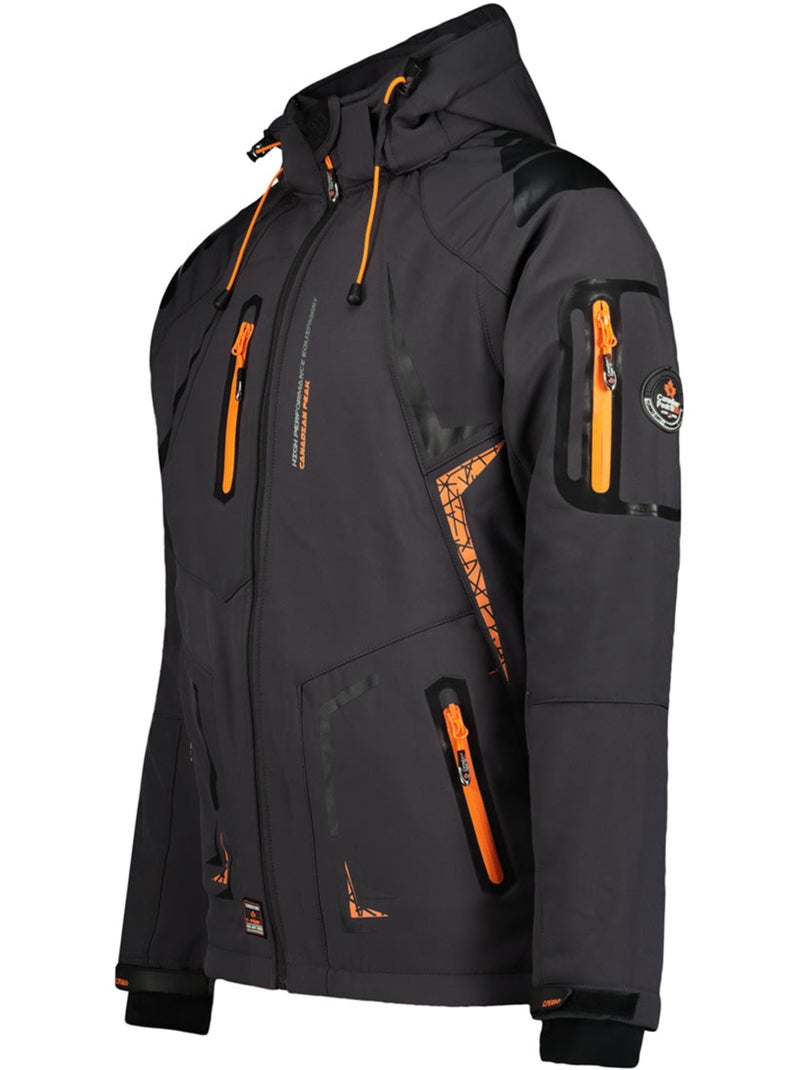 Casaco softshell impermeável com capuz amovível tourmaline – canadian peak Cinza escuro - Kiabi