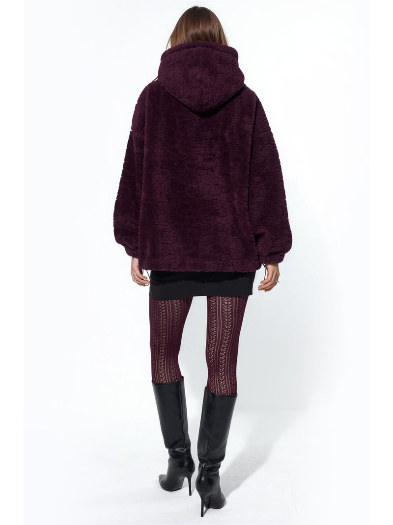 Casaco texturizado com capuz oversized hiccup Roxo berinjela - Kiabi