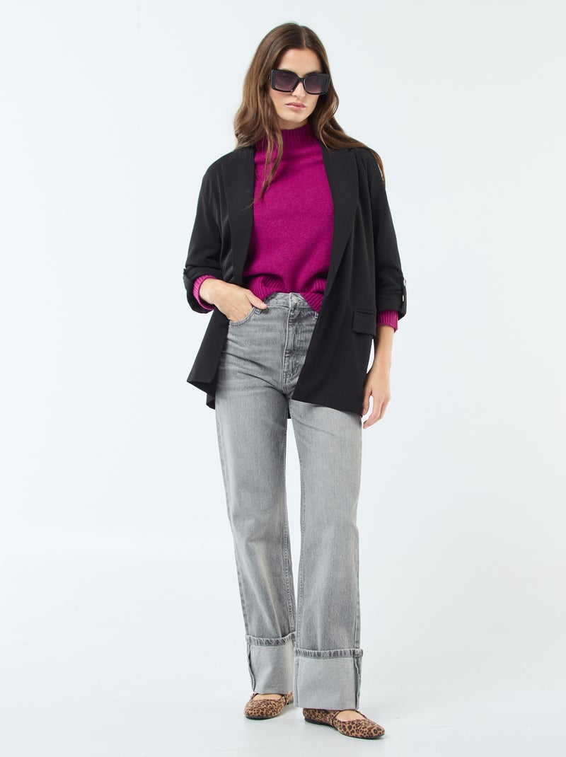 Casaco tipo blazer com mangas reviradas 'JDY' Preto - Kiabi