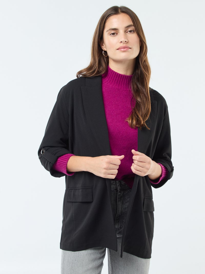 Casaco tipo blazer com mangas reviradas 'JDY' Preto - Kiabi