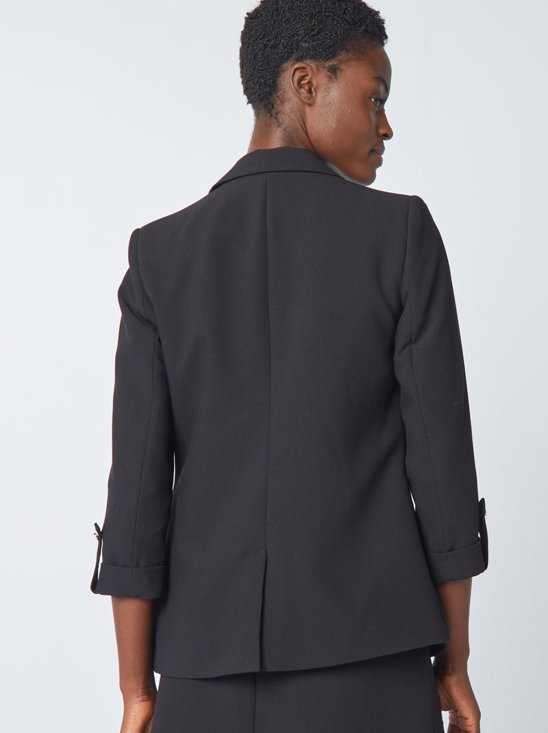 Casaco tipo blazer com mangas reviradas Preto - Kiabi