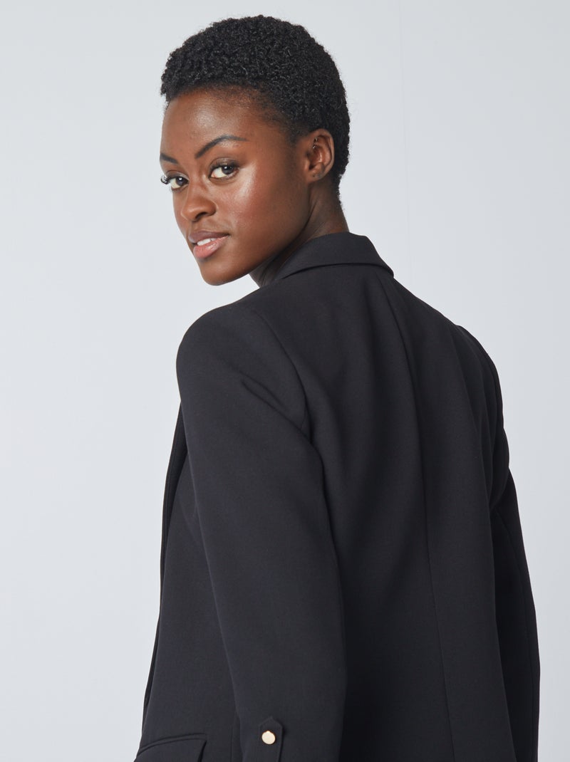 Casaco tipo blazer com mangas reviradas Preto - Kiabi