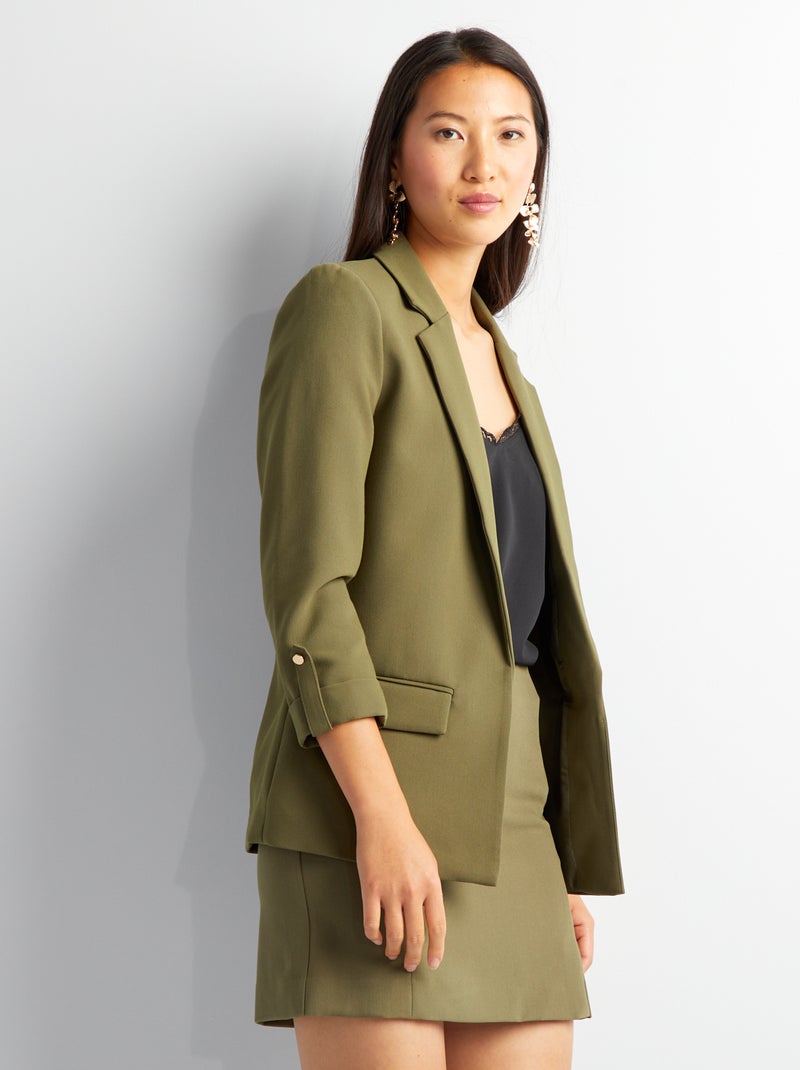 Casaco tipo blazer com mangas reviradas VERDE - Kiabi