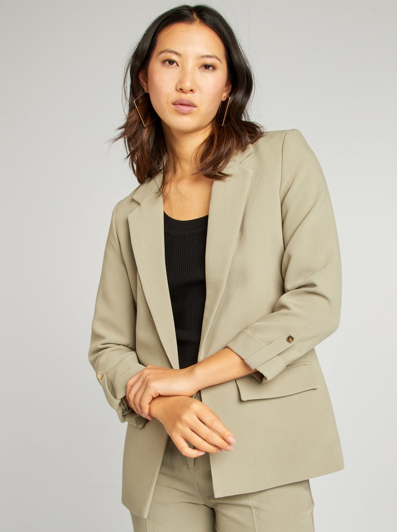 Casaco tipo blazer com mangas reviradas VERDE - Kiabi