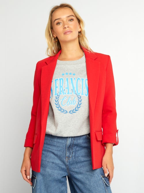 Casaco tipo blazer com mangas reviradas - Kiabi