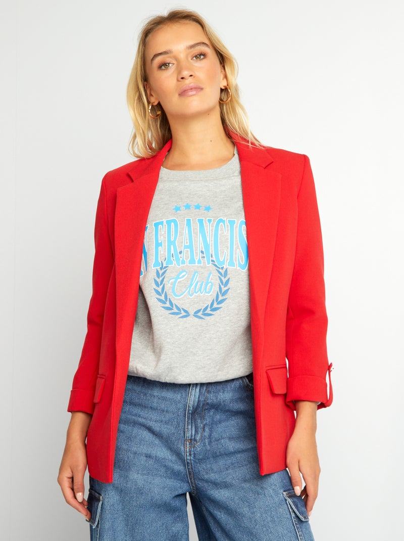 Casaco tipo blazer com mangas reviradas VERMELHO - Kiabi