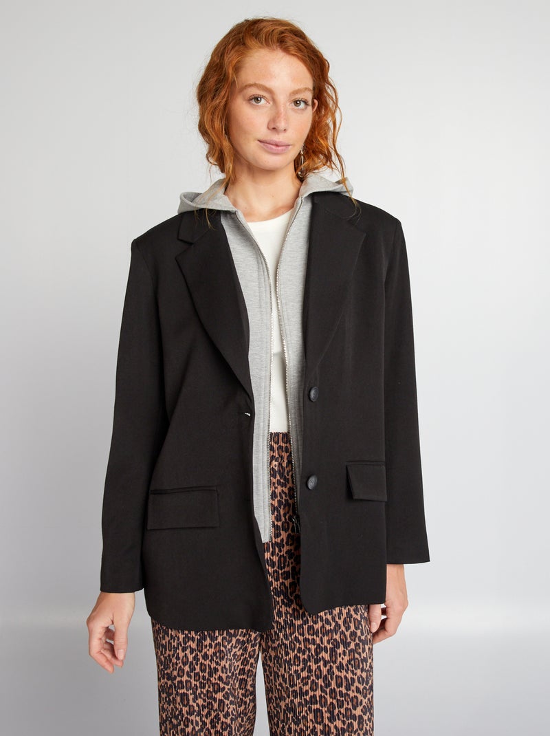 Casaco tipo blazer com sweatshirt integrada Preto - Kiabi