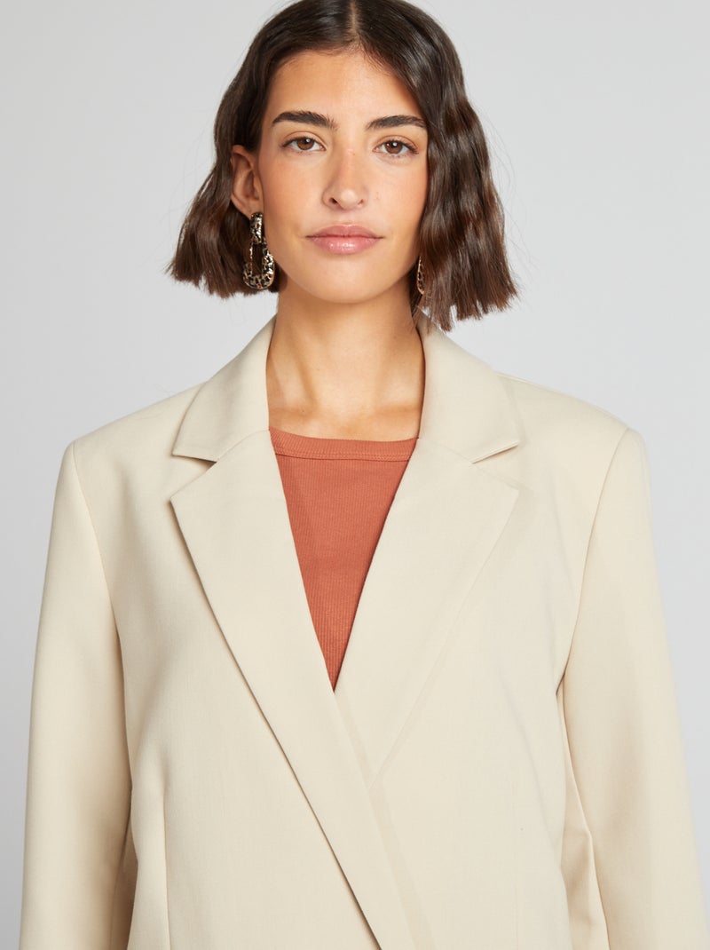 Casaco tipo blazer corte largo CINZA - Kiabi