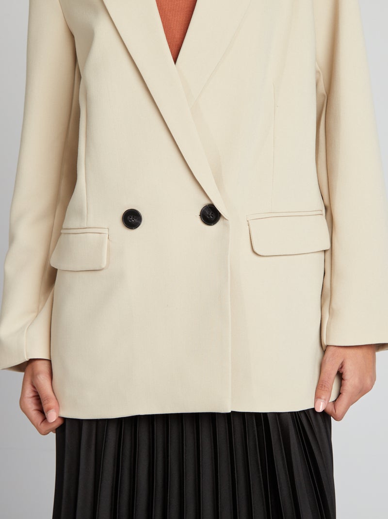 Casaco tipo blazer corte largo CINZA - Kiabi