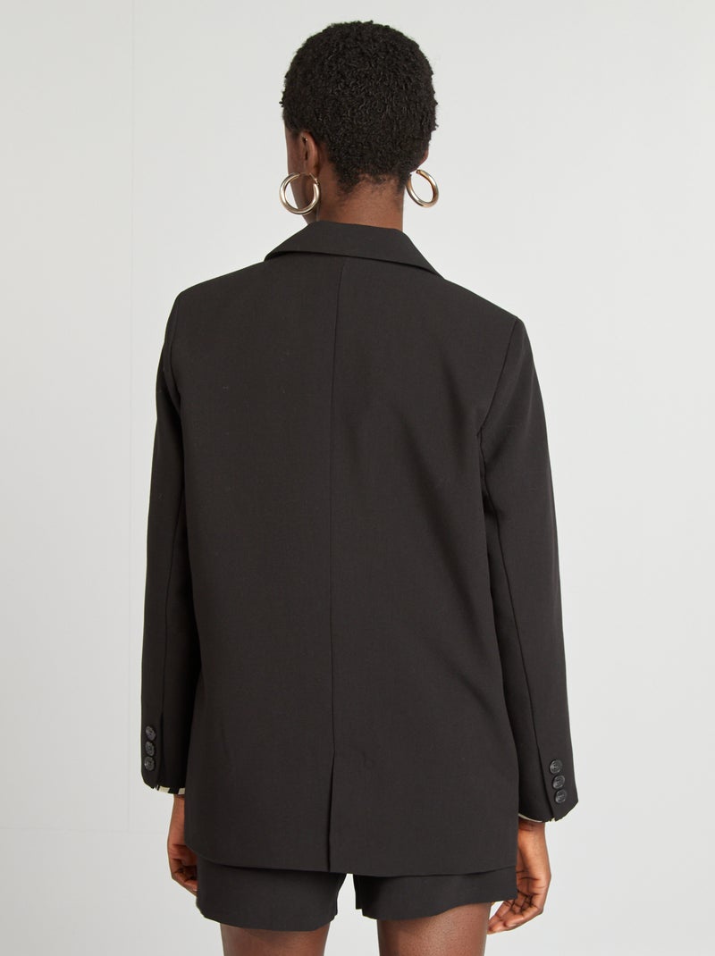 Casaco tipo blazer corte largo Preto - Kiabi