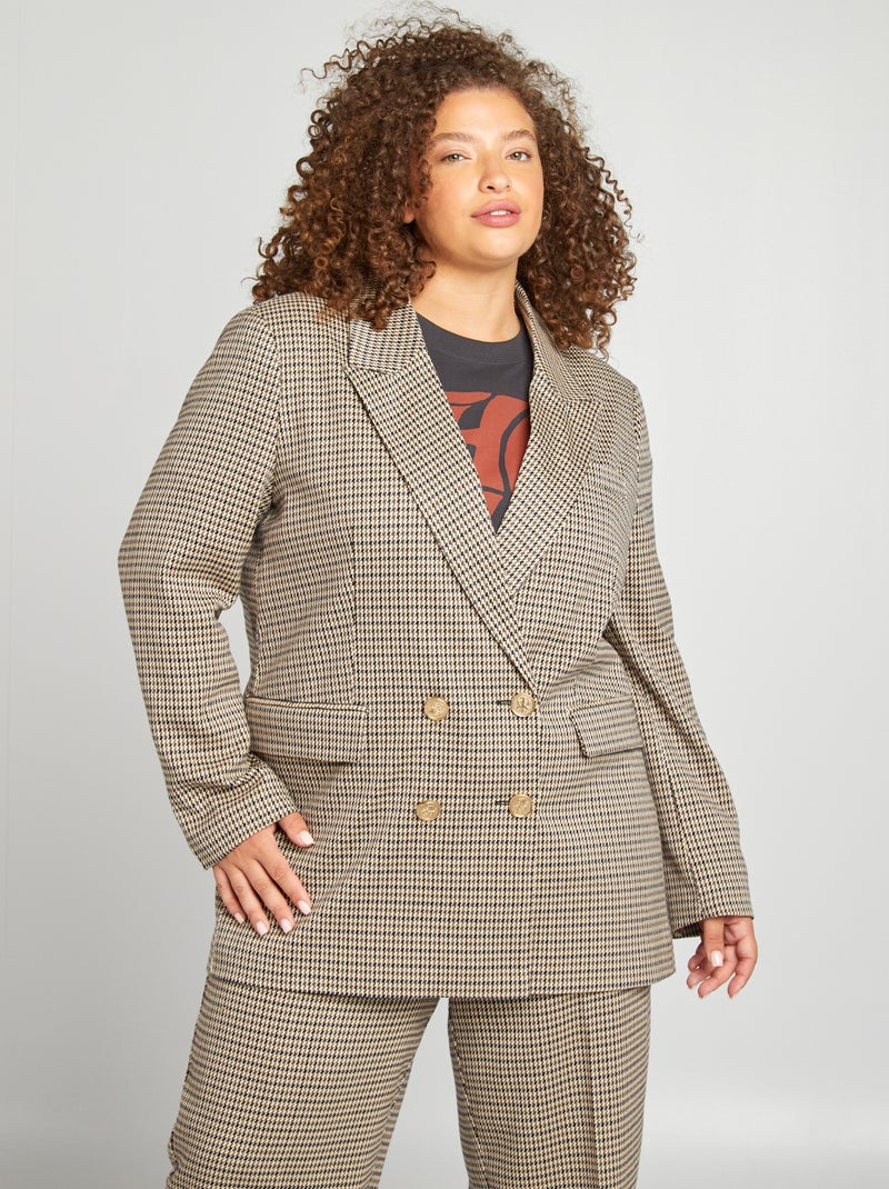Casaco tipo blazer em pied-de-poule 'Only Carmakoma' BEGE - Kiabi